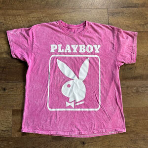 Women's Playboy T-shirt XL Pink Graphic Tee